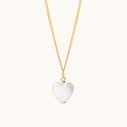 Pearl Heart Necklace Gold